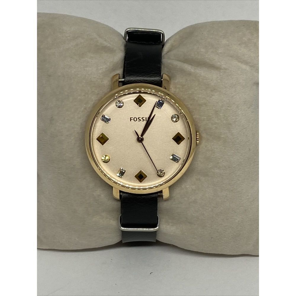 Fossil FS4473 Women's Black Leather Strap Analog Dial Quartz Wrist Watch VK510